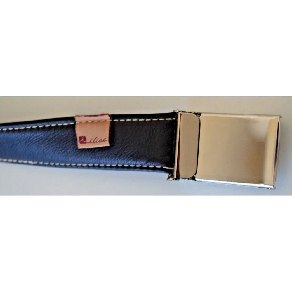 Rare VTG Iliac Golf Soft Black Leather Belt  USA Made Unbranded Gripper Buckle